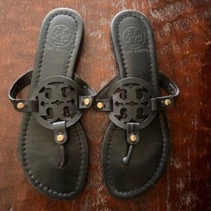 Tory Burch Miller Leather Sandals Black Size 8